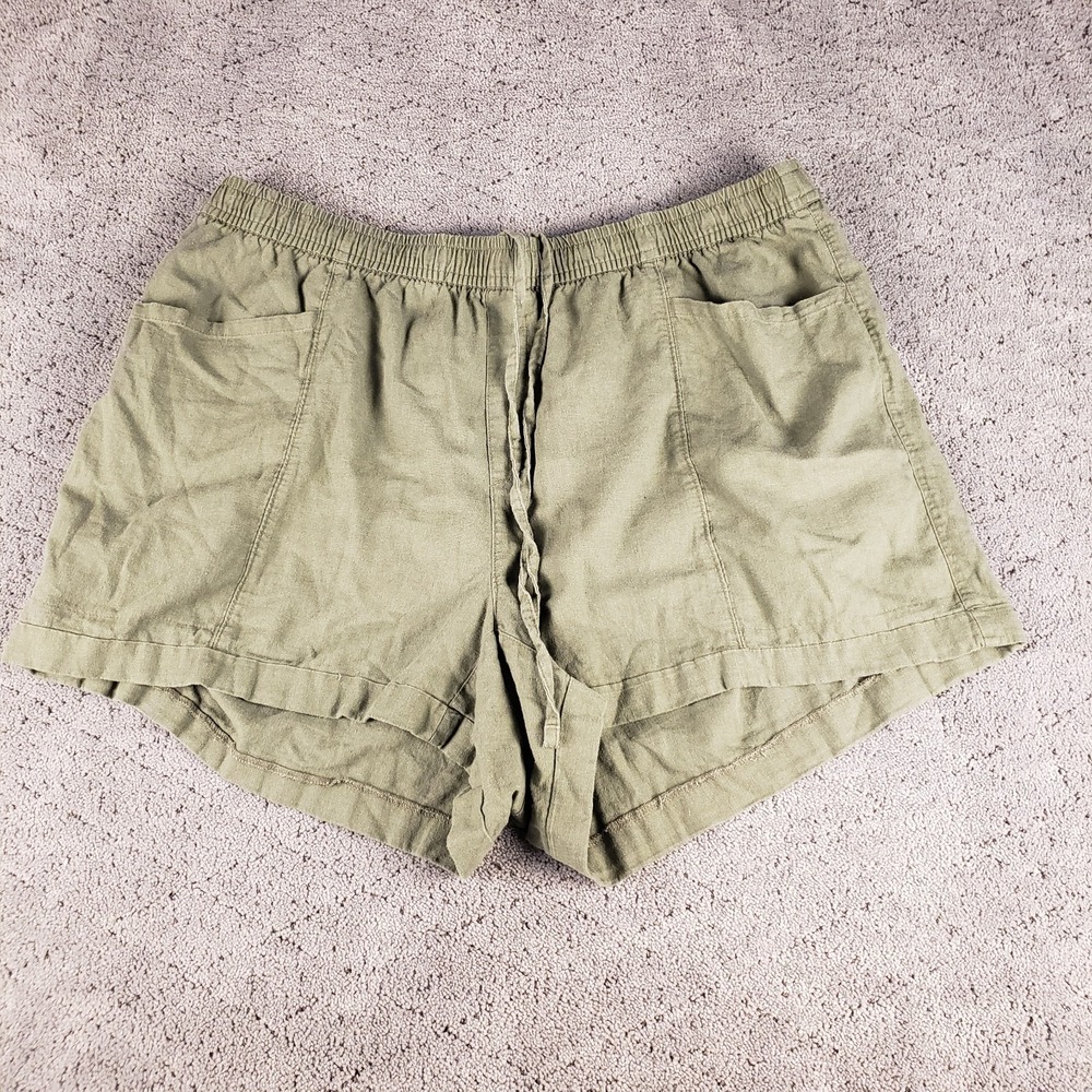 Old Navy Linen‎ Blend Shorts Womens 3XL Green Pull On Elastic Waist 4" Beach